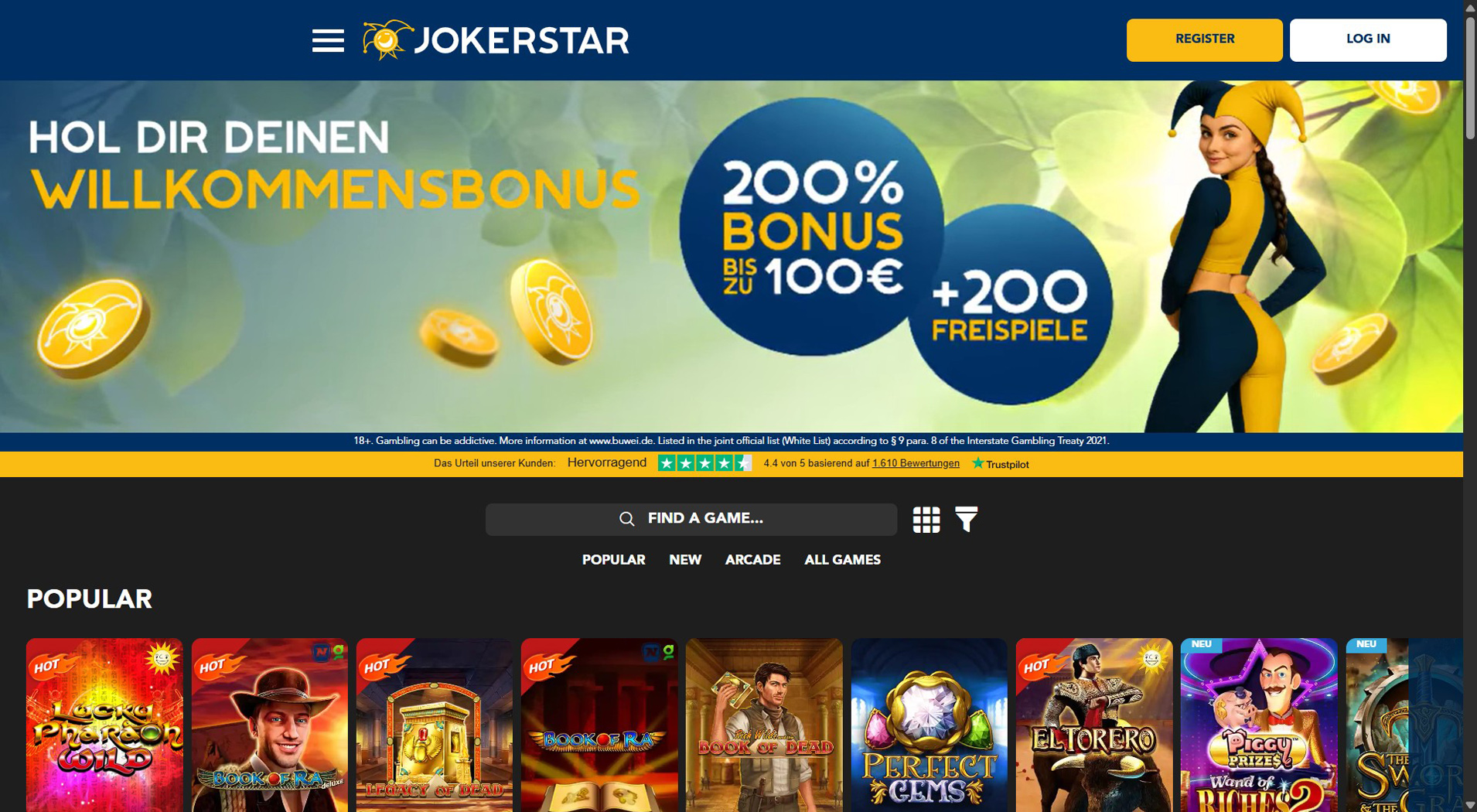 8. Jokerstar – Beliebter Klarna Casino Bonus